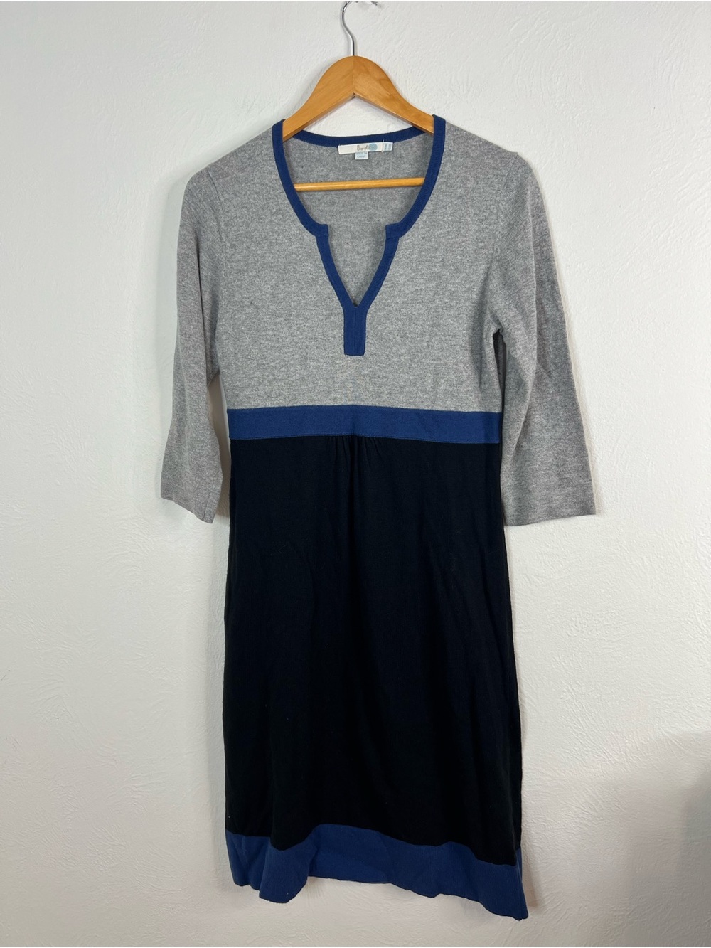 Colorblock Boden Knit Dress in Gray, Navy & Blue size 10